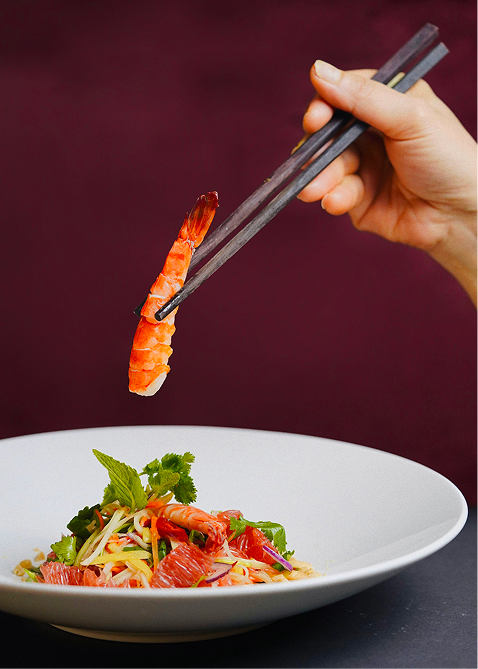 Chopsticks Holding Shrimp
