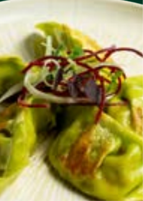 Green Vegetarian Steamed Dumplings